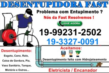 Desentupidora Taquaral Campinas 19-99231-2502 Desentope Cano de Esgoto e Outros.