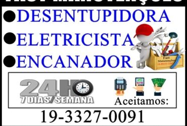 Desentupidora, Eletricista, Encanador no Jardim Aurélia em Campinas 19-3327-0091 Fast Manutenções