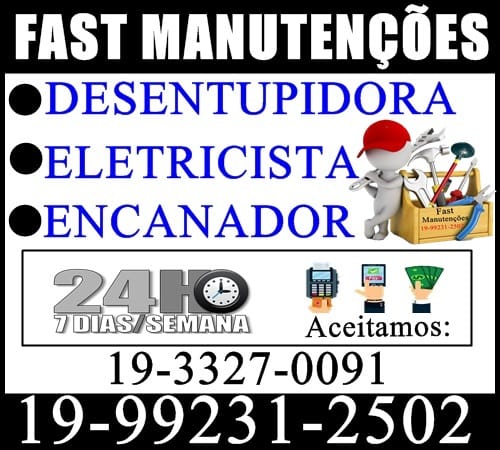 Desentupidora, Eletricista, Encanador em Campinas – Fast Manutenções