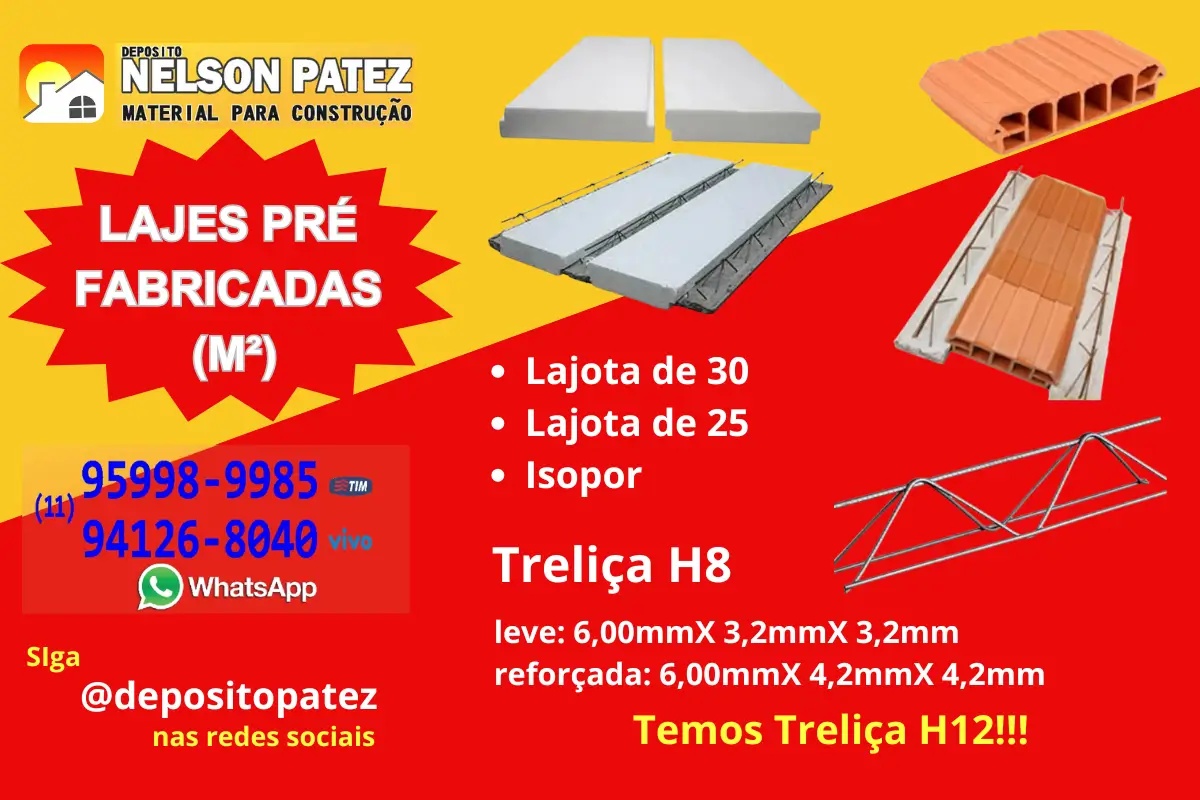 Promoção de Lajes Menor Preço Depósito Patez Embu das Artes