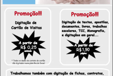 Digitação de contatos de cartões de visitas em planilha ou para o formato de agenda de celulares