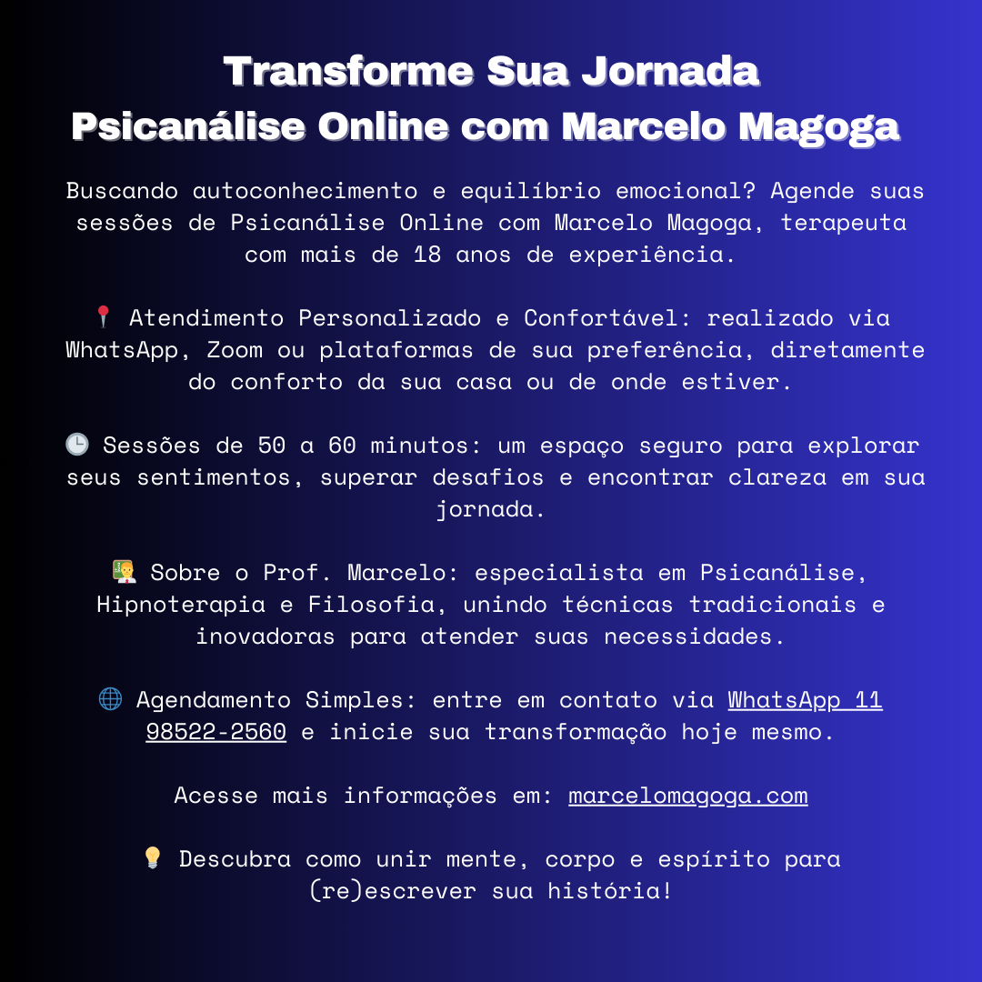 Transforme sua vida com Hipnoterapia e Psicanálise – Prof. Marcelo Magoga Terapeuta