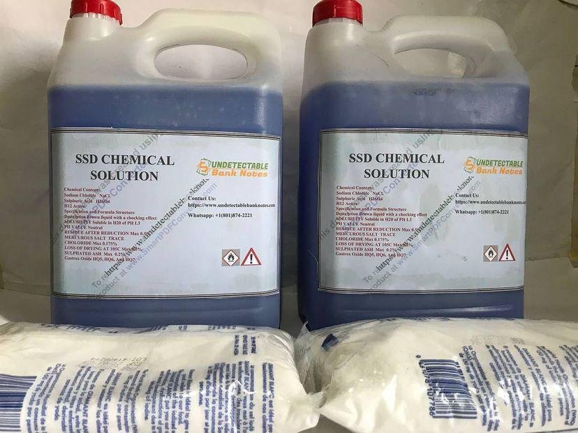 SSD Solução Química e Pó Ativador para Limpeza de Notas